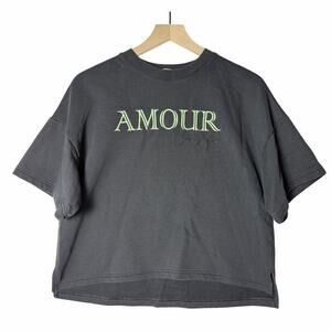Conte Amour Embroidered Graphic Tee Black Green Women's size XS